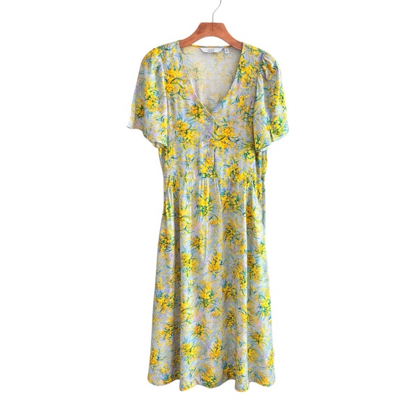 & OTHER STORIES Floral Print Flutter Sleeve Midi Dress Size 4 - Picture 2 of 13